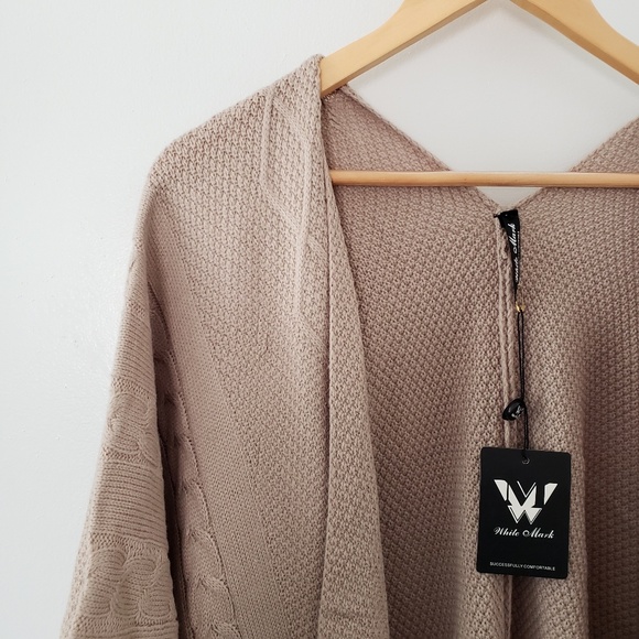 White Mark Sweaters - White Mark || Plus Beige Cardigan Poncho